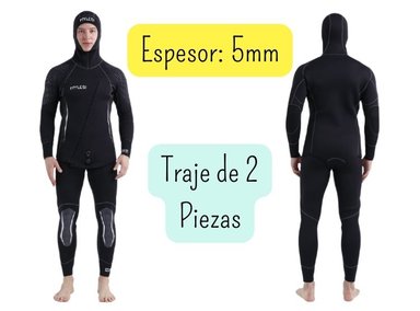 TRAJE BAÑO NATACIÓN UNISEX NEGRO WETSUIT 2 PIEZAS 5MM