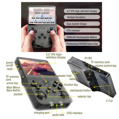 CONSOLA R36S VIDEOJUEGOS PORTATIL RETRO 128GB NARANJA - 6