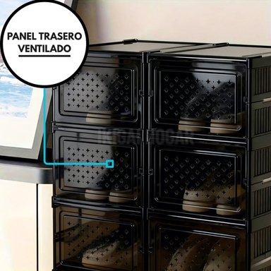 ZAPATERA PLEGABLE DE 6 NIVELES NEGRO CON TAPA ACRÍLICA - 4