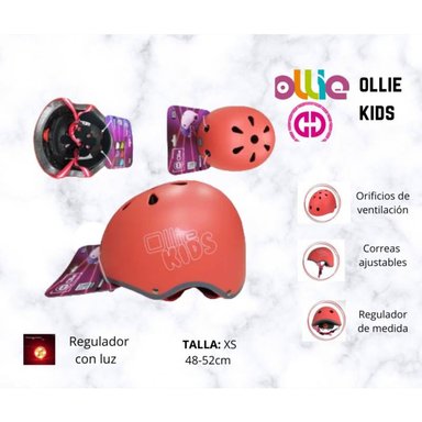 CASCO CICLISMO OLLIE 20278K-XS CORAL NIÑOS MARCA KIDS XS - 3