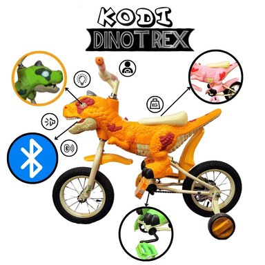 BICICLETA BLUETOOTH CON PEDAL Y CADENA, LUCES, MUSICA KODI DINO BICICLETA VERDE - 6