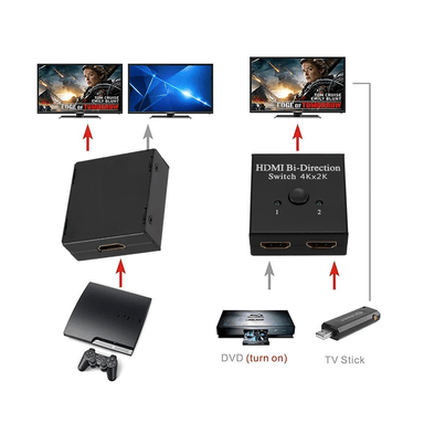 HDMI SELECTOR SWITCHER FULL HD 4K MULTIPLICA SEÑAL 1X2 2X1 - 5