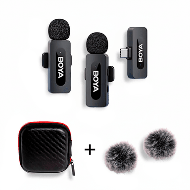 BOYA BY-V20  MICRÓFONO INALÁMBRICO USB-C + ESTUCHE+ FILTRO CORTAVIENTO