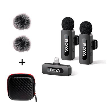 BOYA BY-V2  MICRÓFONO LIGHTNING +MINI ESTUCHE PARA AURICULARES +FILTRO