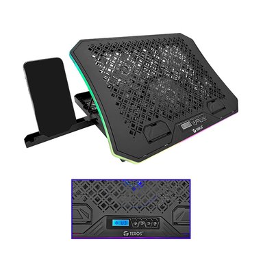COOLER PARA LAPTOP TEROS TE-7130N RGB 15.6' 3 VENTILADORES 11CM NEGRO - 3