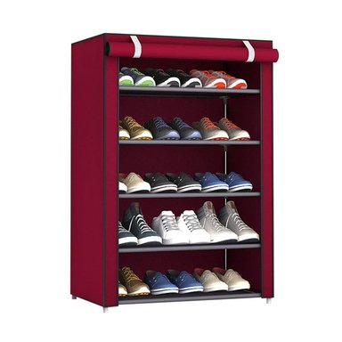 ZAPATERA AZUL ARMABLE 5 NIVELES CON DISEÑO GUINDA