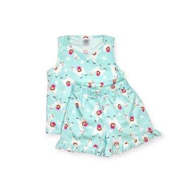 PIJAMA ALGODÓN NIÑA AGUAMARINA LLAMITAS
