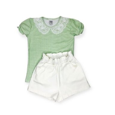 CONJUNTO ALGODÓN NIÑA VERDE CUADROS