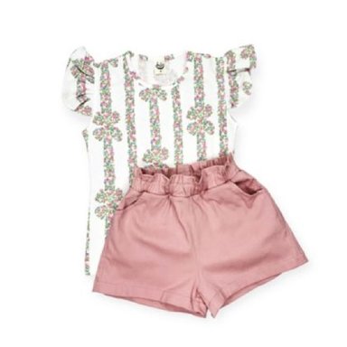 CONJUNTO ALGODÓN NIÑA ROSADO FLORES ROSA