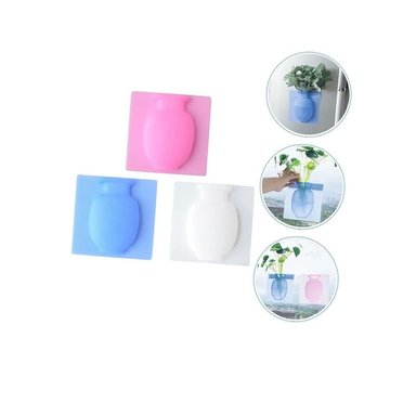 SET DE 3 FLOREROS ADHERIBLES DE SILICONA