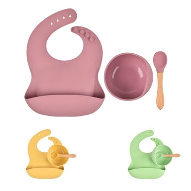 KIT DE BABERO DE SILICONA Y PLATO PARA NIÑOS