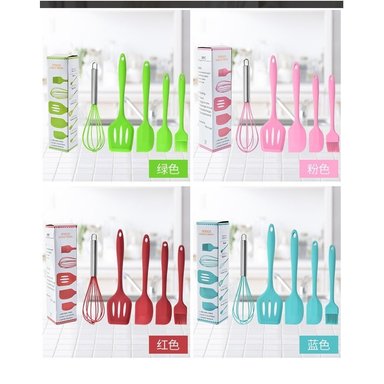 SET UTENSILIOS SILICONA COCINA COLORES VARIADOS