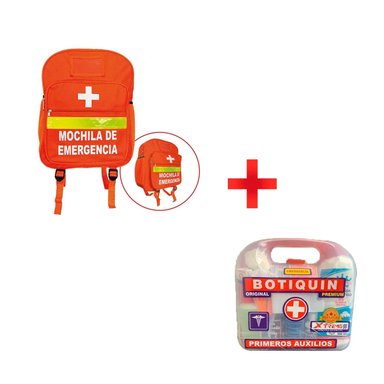 MOCHILA DE EMERGENCIA NARANJA + BOTIQUÍN