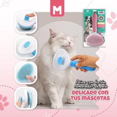 QUITAPELUSAS PERRO Y GATO ANAVAPETS PEINE CEPILLO EXPULSADOR DE PELUSA GRIS - 3
