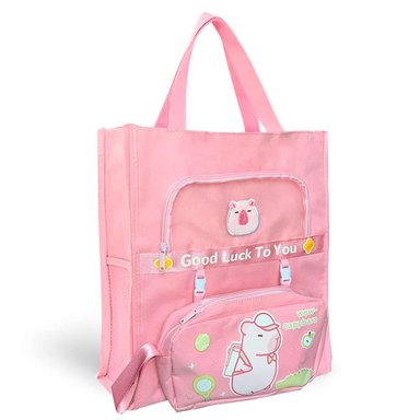 BOLSO TOTE BAG Y CARTUCHERA CAPIBARA ROSA