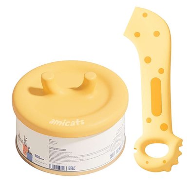 CUCHARA ABRELATAS Y TAPA PARA MASCOTAS - AMARILLO