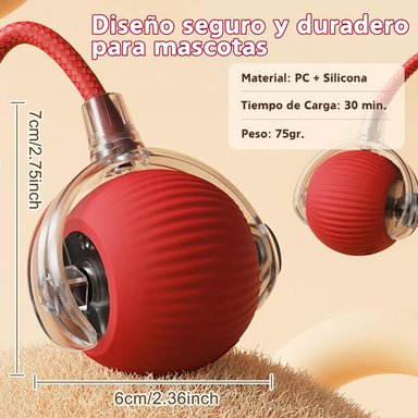 PELOTA INTERACTIVA CON SOGA, JUGUETE INTELIGENTE – ROJO - 5