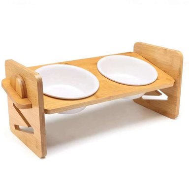 COMEDERO ELEVADO DOBLE DE CERÁMICA PARA MASCOTAS