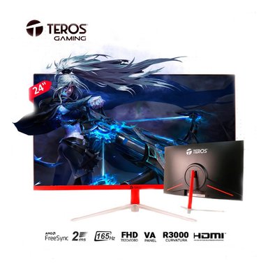 MONITOR GAMER TEROS TE-2471G 23.8" FULL HD 1920 X 1080 CURVO 165HZ 2MS AUDIO DISPLAYPORT HDMI - 1