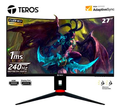 MONITOR GAMER TEROS GAMING TE-2764G 27" FULL HD 1920 X 1080 CURVO VA 240HZ 1MS DP HDMI - 1