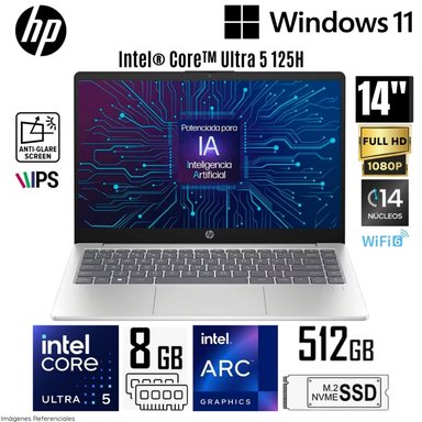 LAPTOP HP 14-EP1001LA 14' FULL HD IPS ULTRA 5 125H 8GB 512GB W11 14 NUCLEOS