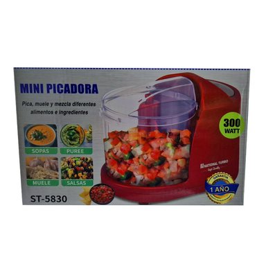 MINI PICADORA NATIONAL 300W 500 ML ST-5830 TURBO PICA - MUELE - MEZCLA - ROJO - 4