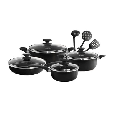 JUEGO DE OLLAS FINEZZA FZ-1625T-2 ANTIADHERENTES DE 11PZS NEGRO