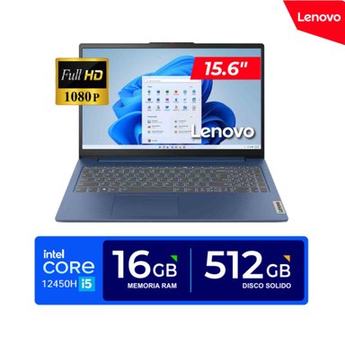 LAPTOP LENOVO IDEAPAD 3 CORE I5-12450H 2.0/4.4GHZ 16GB RAM 512GB SSD 15.6" FHD TN DDR5-4800 FREEDOS