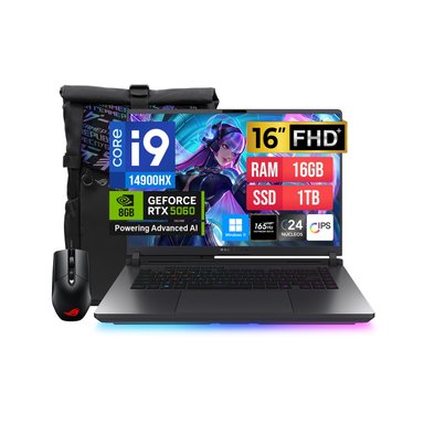 LAPTOP ASUS ROG STRIX G16 I9 14900HX 1TB SSD 16GB DDR5 RTX5060 8GB 16'FHD 165HZ WIN11H MOCHILA+MOUSE-ADA.TIPOC - 1