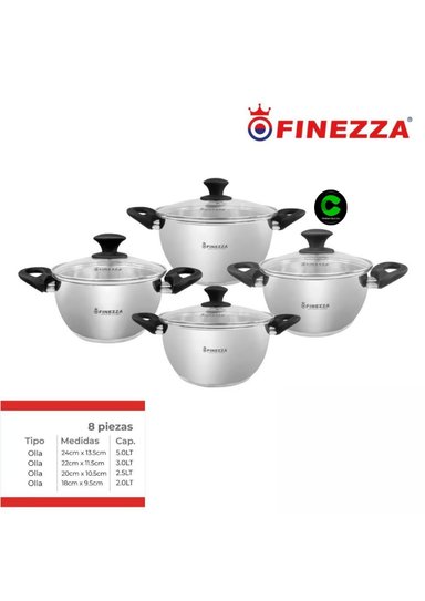 SET OLLAS FINEZZA FZ-1060X-IN ACERO INOXIDABLE 8 PZAS