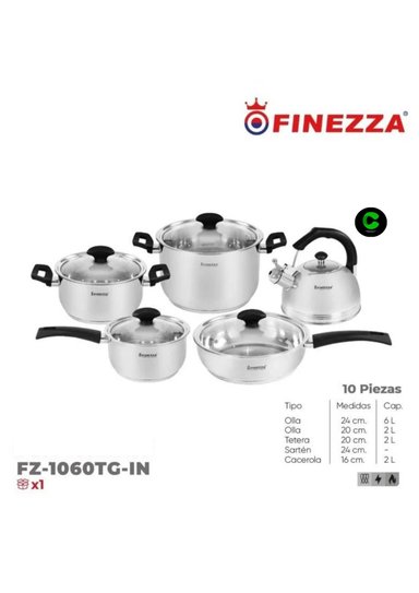 SET OLLAS FINEZZA FZ-1060TG-IN ACERO INOXIDABLE 10PZAS