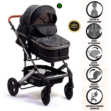 COCHE TRAVEL SYSTEM DC-BEAUTIFUL BELLE BLACK DEPORTIVO MOISÉS