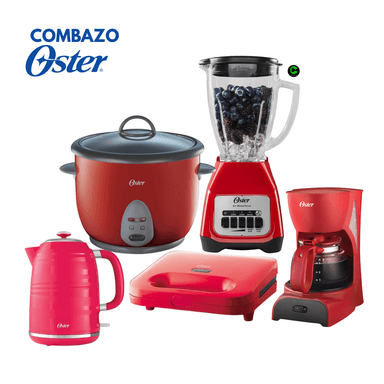 COMBAZO OSTER LICUADORA DE 1.5 + HERVIDOR DE 1.7 + ARROCERA DE 1.8 + SANDWICHERA + CAFETERA 4TZS
