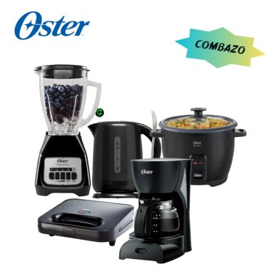 COMBAZO OSTER LICUADORA DE 1.5 + HERVIDOR DE 1.7 + ARROCERA DE 1.8 + SANDWICHERA + CAFETERA 4TZS