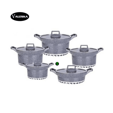 SET DE OLLAS ROCA VOLCÁNICA VALESKA VL-LET010 PLOMO 10 PIEZAS