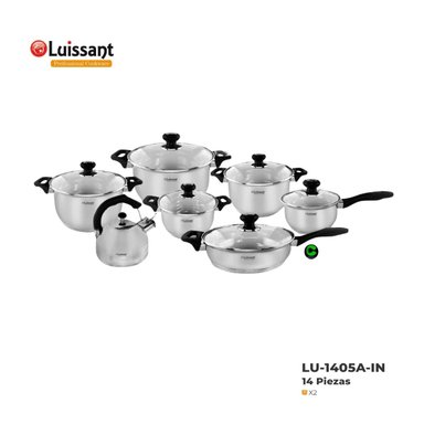 JUEGO DE OLLAS LUISSANT ACERO INOXIDABLE LU-1405A-IN 14 PIEZAS