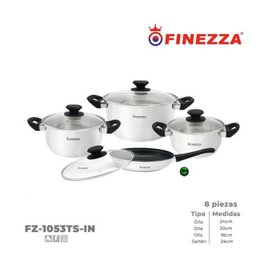JUEGO DE OLLAS FINEZZA ACERO INOXIDABLE FZ-1053TS-IN 8 PIEZAS