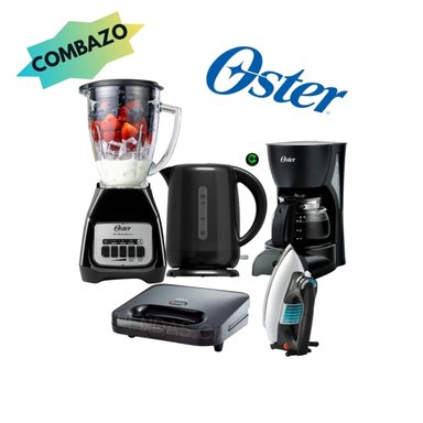 COMBAZO OSTER LICUADORA + HERVIDOR + SANDWICHERA + CAFETERA Y PLANCHA