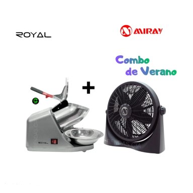 COMBO MAQUINA RASPADILLERA ELÉCTRICA ROYAL Y VENTILADOR MIRAY