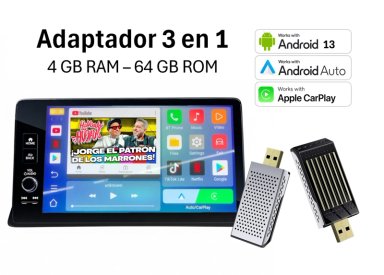 ADAPTADOR ANDROIDAUTO CARPLAY INALAMBRICO NETFLIX + DISNEY + YOUTUBE