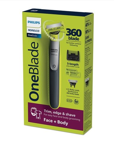 RASURADORA AFEITADORA PHILIPS NORELCO ONEBLADE 360° QP2834 - 7 PIEZAS - 7