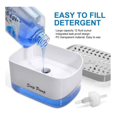 PACK DE 2 DISPENSADORES DE JABÓN DE COCINA 2 EN 1 CON SOPORTE DE ESPONJA - 3
