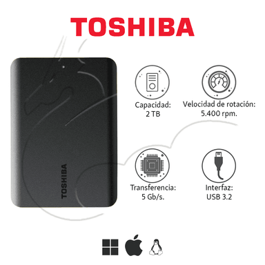 DISCO DURO EXTERNO TOSHIBA 2 TB HDTB420XK3AA CANVIO BASICS - 2