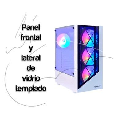 CASE HALION GAMER DRAGON CR15 BLANCO 500W 4X12 RAINBOW VIDRIO - 2