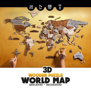 ROMPECABEZA DE MADERA MAPA MUNDI - 2
