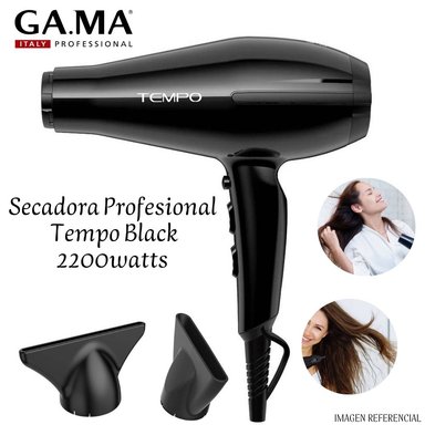 SECADORA CABELLO GAMA TEMPO 2200W PROFESIONAL CERAMIC ION NEGRO