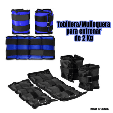 PESAS 2KG MUÑEQUERAS TOBILLERAS NEGRO