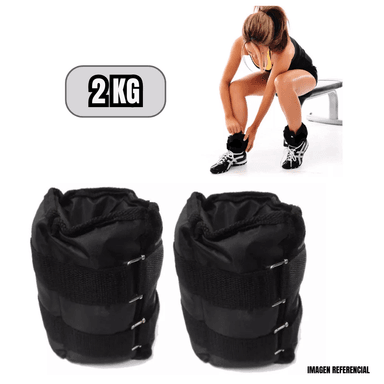 PESAS 2KG MUÑEQUERAS TOBILLERAS NEGRO - 2
