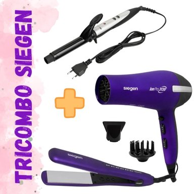 TRICOMBO SIEGEN SG-4750 SG-2411 SG-3130M PLANCHA ALISADORA SG-4750 + RIZADORA 25 MM + SECADORA SG3031 2200W