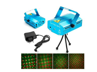 MINI PROYECTOR LÁSER MP-LUCES AZUL ROJO Y VERDE AUDIORITMICO CON FIGURAS LLUVIA - 3